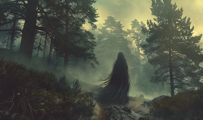 Norwegische Märchenfigur Huldra Wald Sage