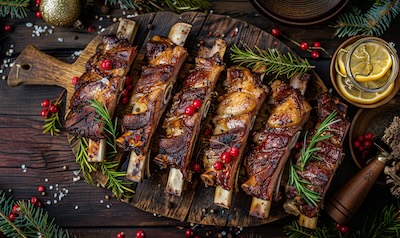 Norwegisches Weihnachtsessen Pinnekjøtt Ribbe Julemat