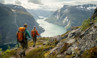 Norweger freundlich Wanderweg Begruessung Natur