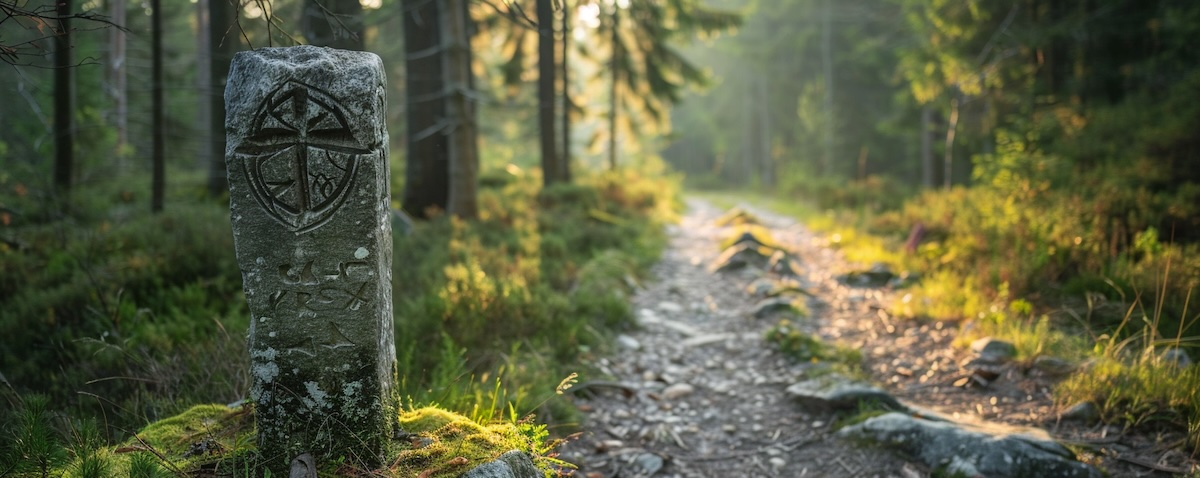 Pilgerzeichen auf dem Olavsweg – der Weg durch den norwegischen Wald
