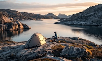 Wildcampen Norwegen Fjord Zelt Allemannsretten