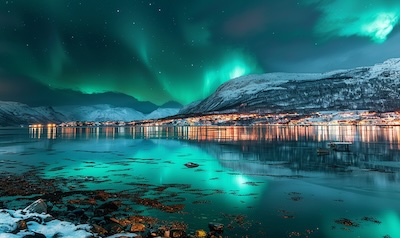 Winterurlaub Norwegen Tromso Nordlichter Fjord