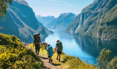 Sommerurlaub Norwegen Familie Wandern Fjord