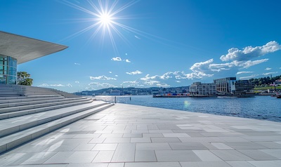 Oslo Hauptstadt Norwegen Opernhaus Oslofjord Aker Brygge