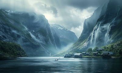 Norwegischer Fjord bei Unwetter als Kulisse norwegischer Katastrophenfilme
