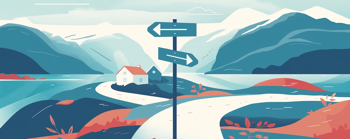 Wegweiser mit mehreren Pfaden als Symbol für die verschiedenen Wege, einen Norwegisch Kurs zu finden