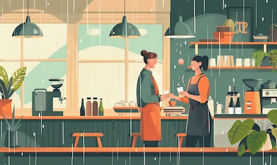 Touristin bestellt in einem Café in Bergen auf Englisch, Symbolbild für die Frage, ob man in Norwegen Englisch spricht